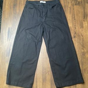 Black wide leg cropped pants
